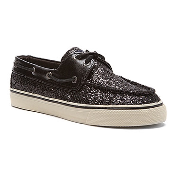 black sequin sperrys